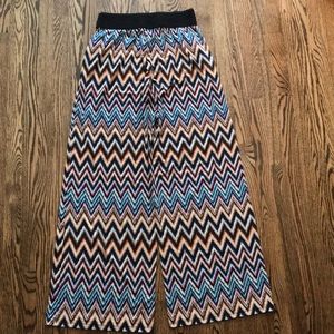Wide leg cotton pants crochet waist size M